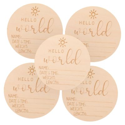 BESPORTBLE 5-Piece Round Wooden Birth Announcement Signs