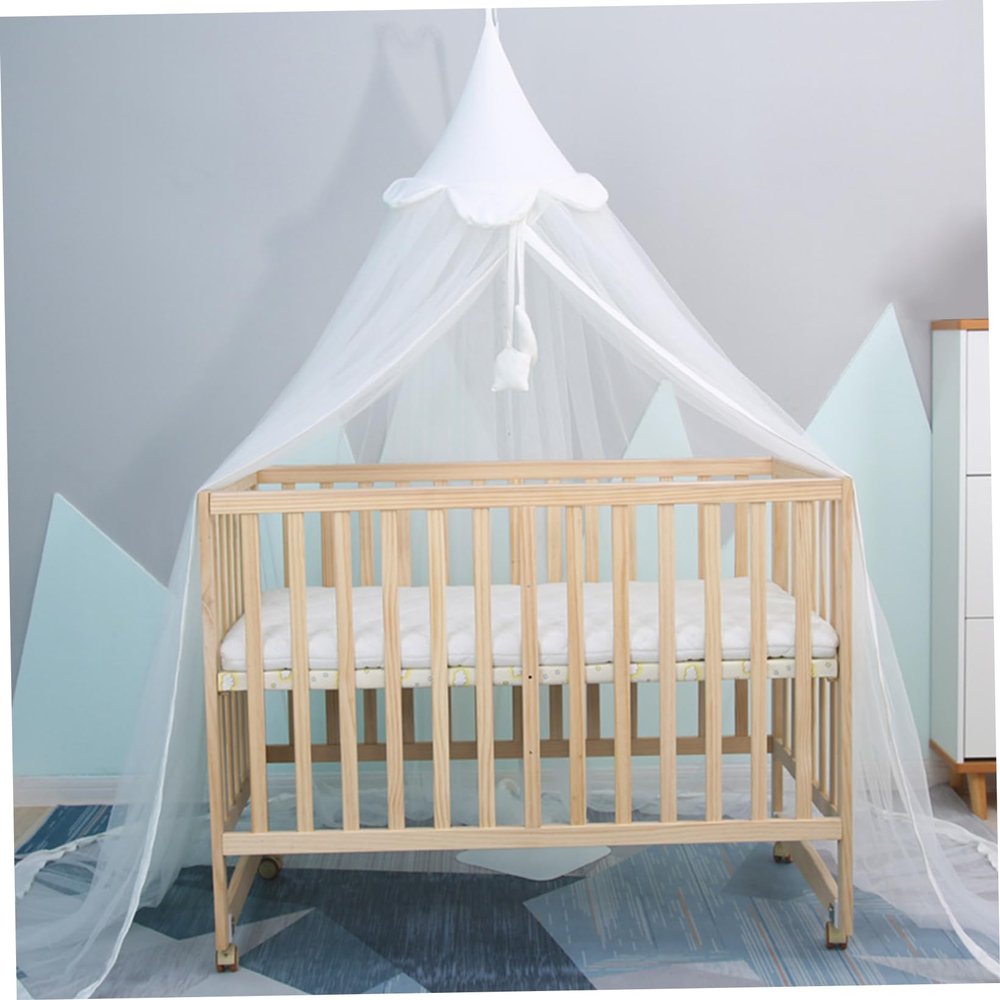 CNAFGBGG Crib Canopy with Dome, Hanging Crib Net, White