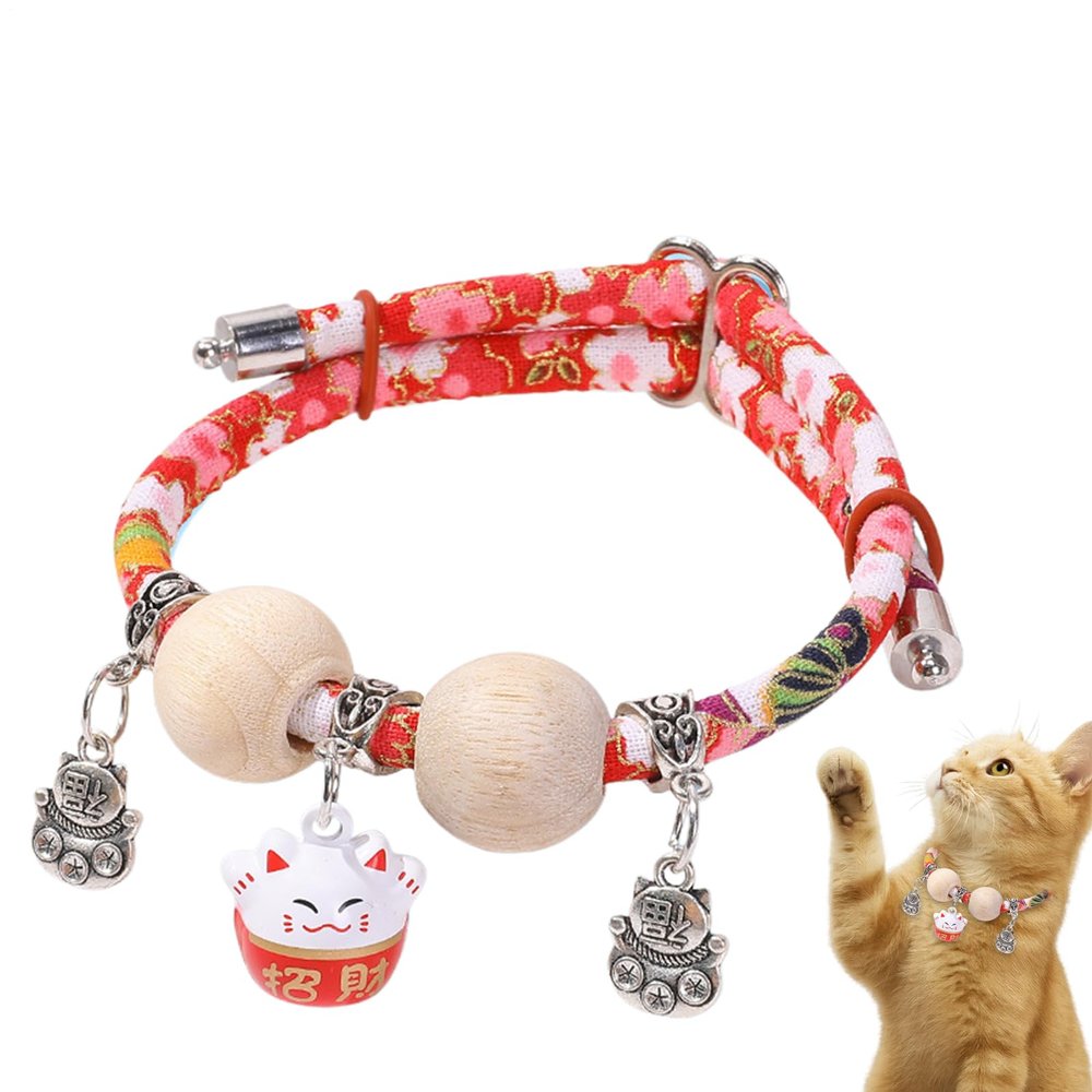 Kitten Collar with Bell and Cedarwood Beads