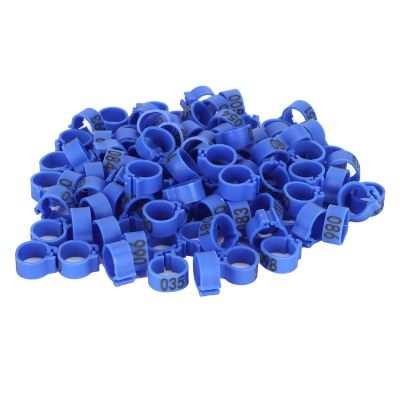 BAFOVY 100-Piece Bird Foot Rings, 10 mm, Numbered 001–100, Blue