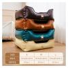 CHUANYGU Faux Leather Pet Sofa for Small Dogs and Cats, Removable Cushion with Non-Slip Bottom, Supportive Furniture-Style Bed (Brown, M) view 2