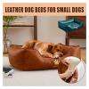 CHUANYGU Faux Leather Pet Sofa for Small Dogs and Cats, Removable Cushion with Non-Slip Bottom, Supportive Furniture-Style Bed (Brown, M) view 4