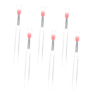 6 Silicone Lip Brushes with Caps, Aluminum Tube