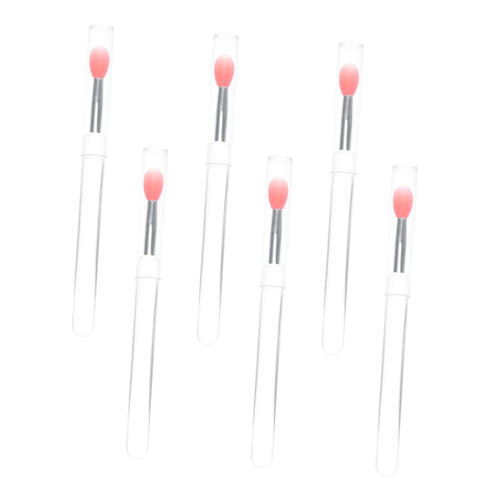 6 Silicone Lip Brushes with Caps, Aluminum Tube