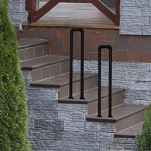 Safety Handrail for Concrete and Wood Stairs, Metal Support for Stability and Safety