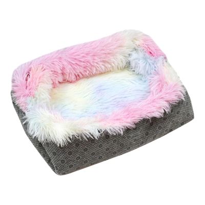 CIYODO Plush Cat Bed Mat, Cozy Cushion and Foldable Pet Bed for Small Cats and Dogs, Colorful Tie-Dye Pattern with Washable Bag