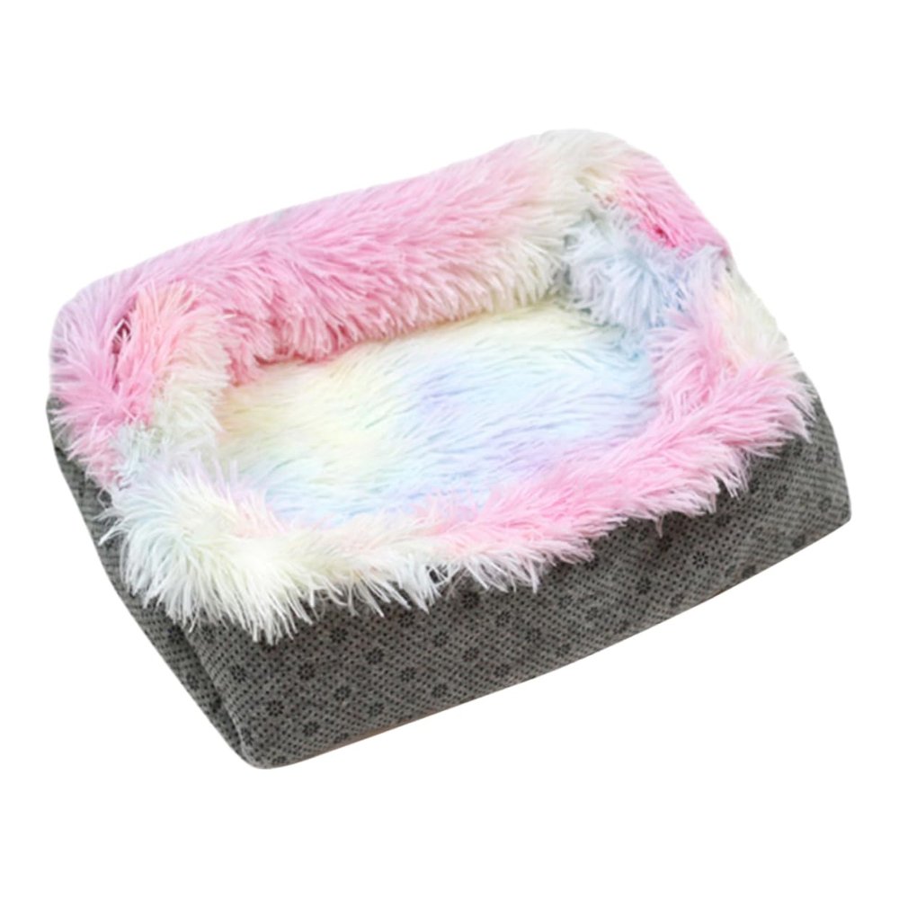 CIYODO Plush Cat Bed Mat, Cozy Cushion and Foldable Pet Bed for Small Cats and Dogs, Colorful Tie-Dye Pattern with Washable Bag