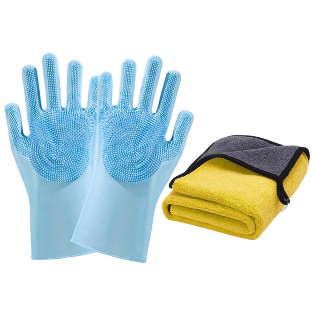Pet Grooming Gloves - Silicone Hair Removal for Dogs and Cats