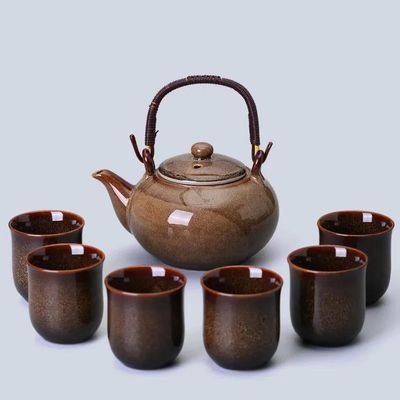 ADAOQIN Large-Capacity Lifting-Beam Tea Pot Set with 1 Pot and 6 Cups