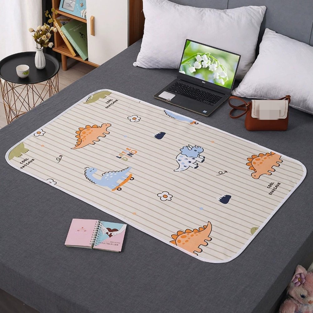 Odot Washable Reversible Incontinence Underpad, Waterproof and Absorbent, Dinosaur, 180 x 200 cm