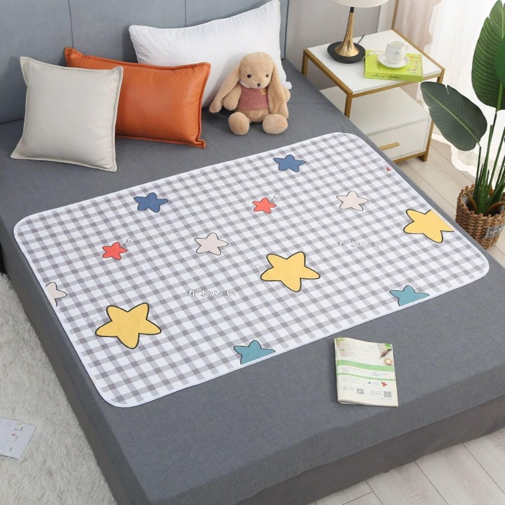 Odot Washable Reversible Incontinence Bed Pad, Waterproof, Absorbent, Gingham, 110 x 200 cm