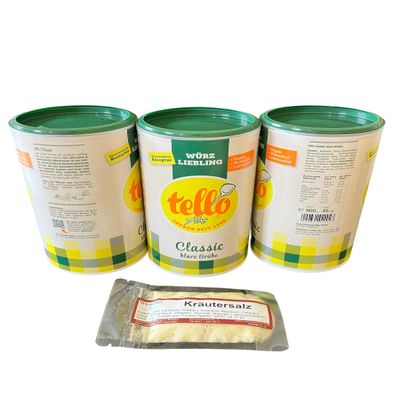Tello fix Classic Clear Broth 3-Pack, Vegan, Lactose-Free, with 50 g Wendler’s Herb Salt