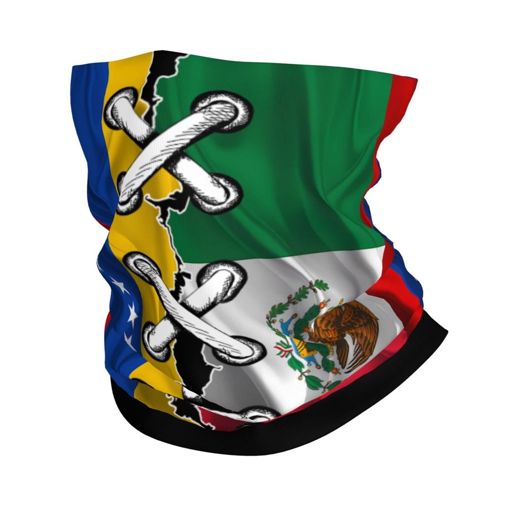 Windproof Face Covering with Mexican and Venezuelan Flag Design, 26 x 30 cm