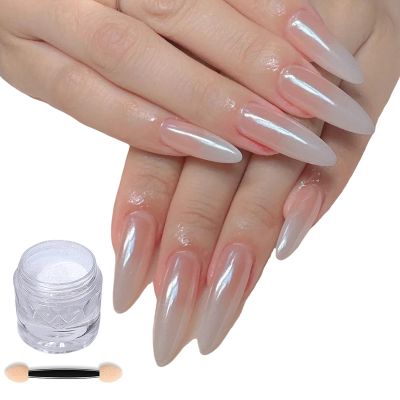 Glitter Nail Art Powder, White Chrome Shimmer
