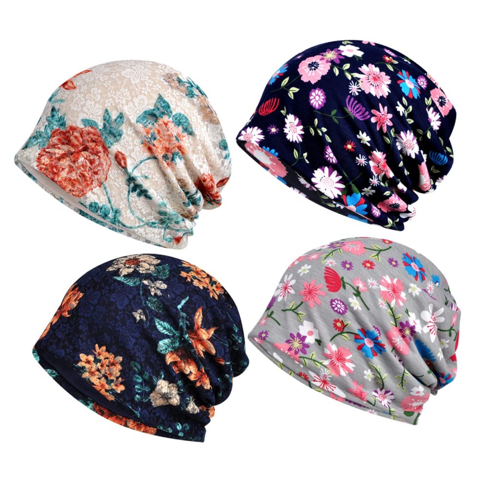 ORFOFE Cotton Headwear, 4-Piece Set for Women and Girls