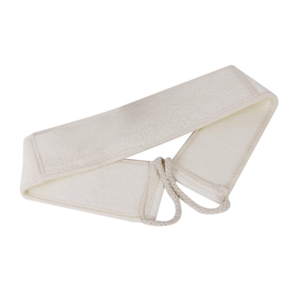 Exfoliating Back Scrubber for Shower with Loofah, White, Double-Sided
