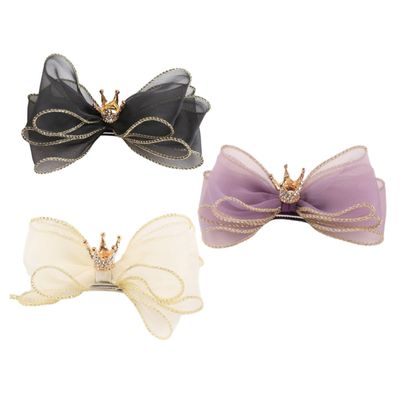 FRCOLOR 3-Piece Girls' Hair Clips with Polka-Dot Tulle Star and Teardrop Design, Bow Hair Clips for Parties and Everyday Wear