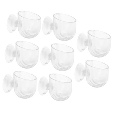 WOONEKY 8-Piece Aquarium Plant Pot Set, Oval Acrylic Holders with Suction Cups for Freshwater Aquariums