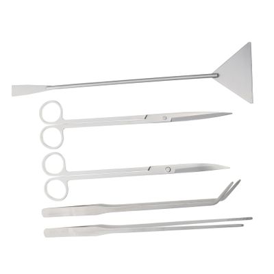 Toyvian Aquarium Care Tool Set with Long Flexible Straight and Curved Tools, Algae Scraper and Tweezers