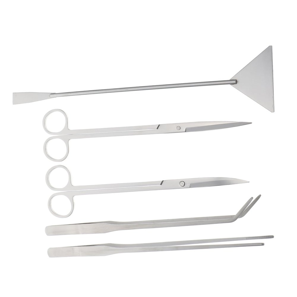 Toyvian Aquarium Care Tool Set with Long Flexible Straight and Curved Tools, Algae Scraper and Tweezers