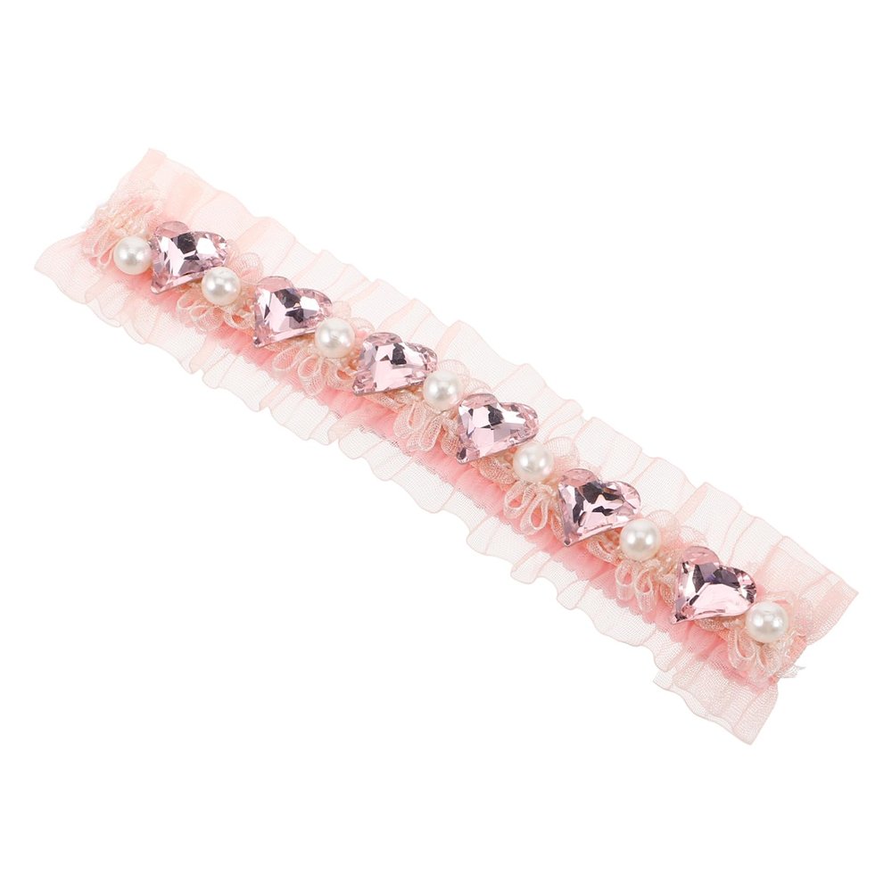 Toyvian Heart-Shaped Pet Hair Clip with Pearls and Lace