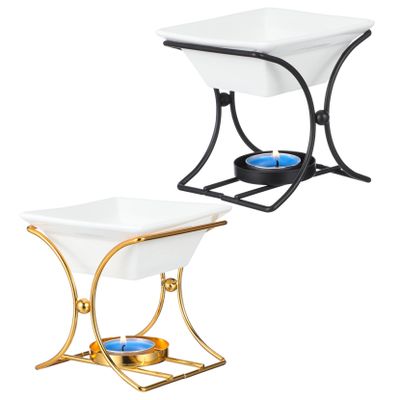 PRETYZOOM 2-Pc. Aromatherapy Burners with Ceramic and Iron Frame, Tealight Wax Melters for Living Room and Bedroom