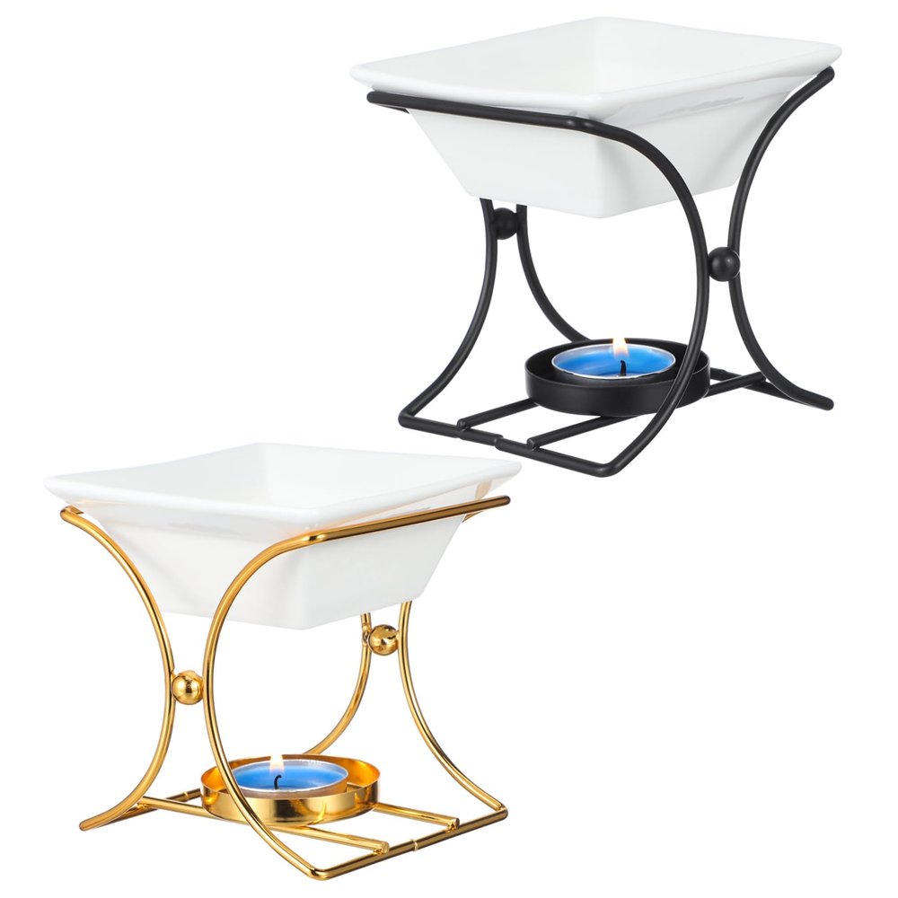 PRETYZOOM 2-Pc. Aromatherapy Burners with Ceramic and Iron Frame, Tealight Wax Melters for Living Room and Bedroom