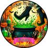 Round Cake Topper HW41, Witch Cauldron Potion, 20 cm, Sugar Paper, No Photo view 1