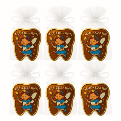 MilaBoo 6-Piece Tooth Fairy Lucky Coin Set with Organza Pouches – Gift Set for Children Losing a Tooth (Tooth-Shaped Coin)