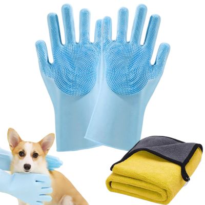 Dog Bath Gloves | Silicone Wash Mitts for Pets