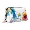 Leather Makeup Bag with Flower Petals, Cosmetic Pouch, Travel Organizer view 2
