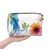 Leather Makeup Bag with Flower Petals, Cosmetic Pouch, Travel Organizer view 4