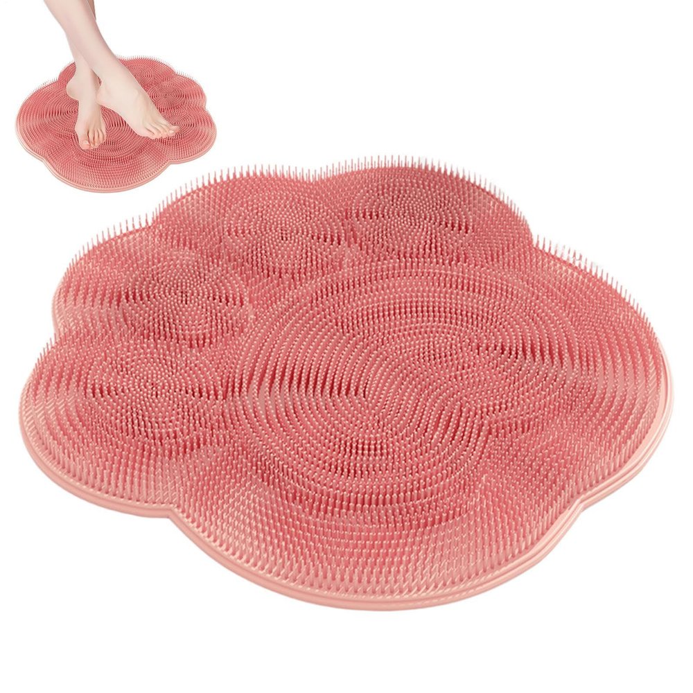 Non-Slip Silicone Shower Foot Scrubbing Mat with Suction Cups