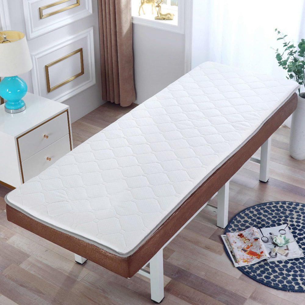 LDLCYCN White Massage Table Mattress Topper, 180 × 70 cm, 6 cm Thick, with Elastic Straps