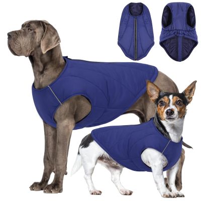 CITTOILE Waterproof Dog Coat with Zipper, Blue, XS