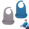 RPHONGHONG 2-Pack Silicone Adult Bibs with Catch Pockets, Gray and Blue view 1