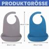 RPHONGHONG 2-Pack Silicone Adult Bibs with Catch Pockets, Gray and Blue view 2