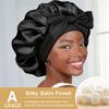 FOLAI 1 Satin Sleep Bonnet for Women, Adjustable, Black, Large view 2