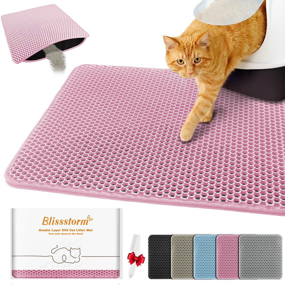 Blissstorm Cat Litter Mat 30x30cm, Double Layer EVA Waterproof - Odor Neutral with Anti-Slip Design