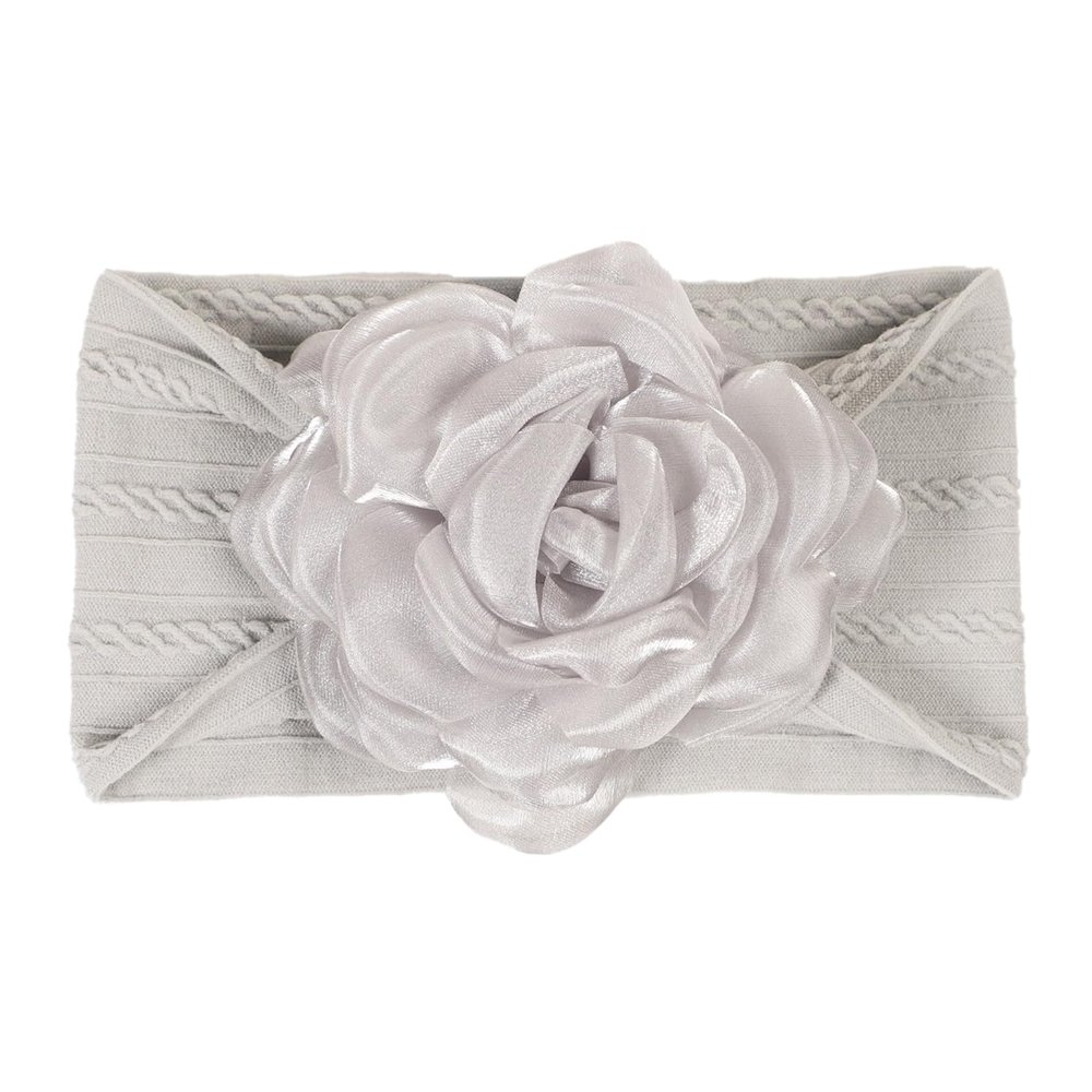 Blausky 2-Pack Gray Baby Flower Headbands, 8 x 16 cm