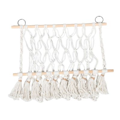 BESPORTBLE Hanging Nursery Toy Net, Cotton Rope and Wood, Boho Style, for Stuffed Animal Storage
