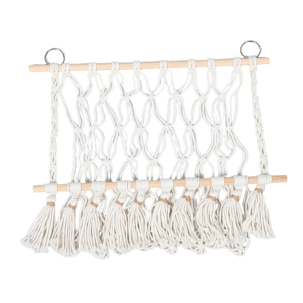 BESPORTBLE Hanging Nursery Toy Net, Cotton Rope and Wood, Boho Style, for Stuffed Animal Storage