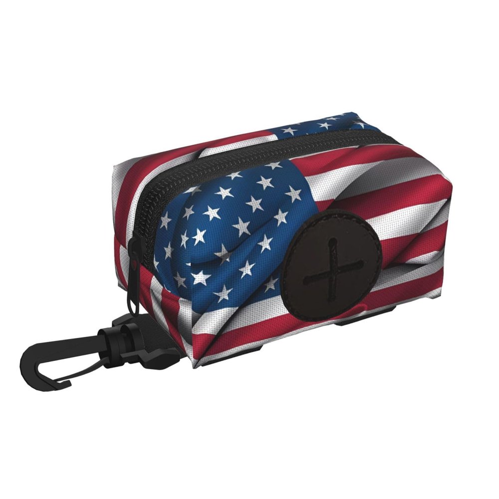 WXXWXD Travel Dog Waste Bag Holder with American Flag