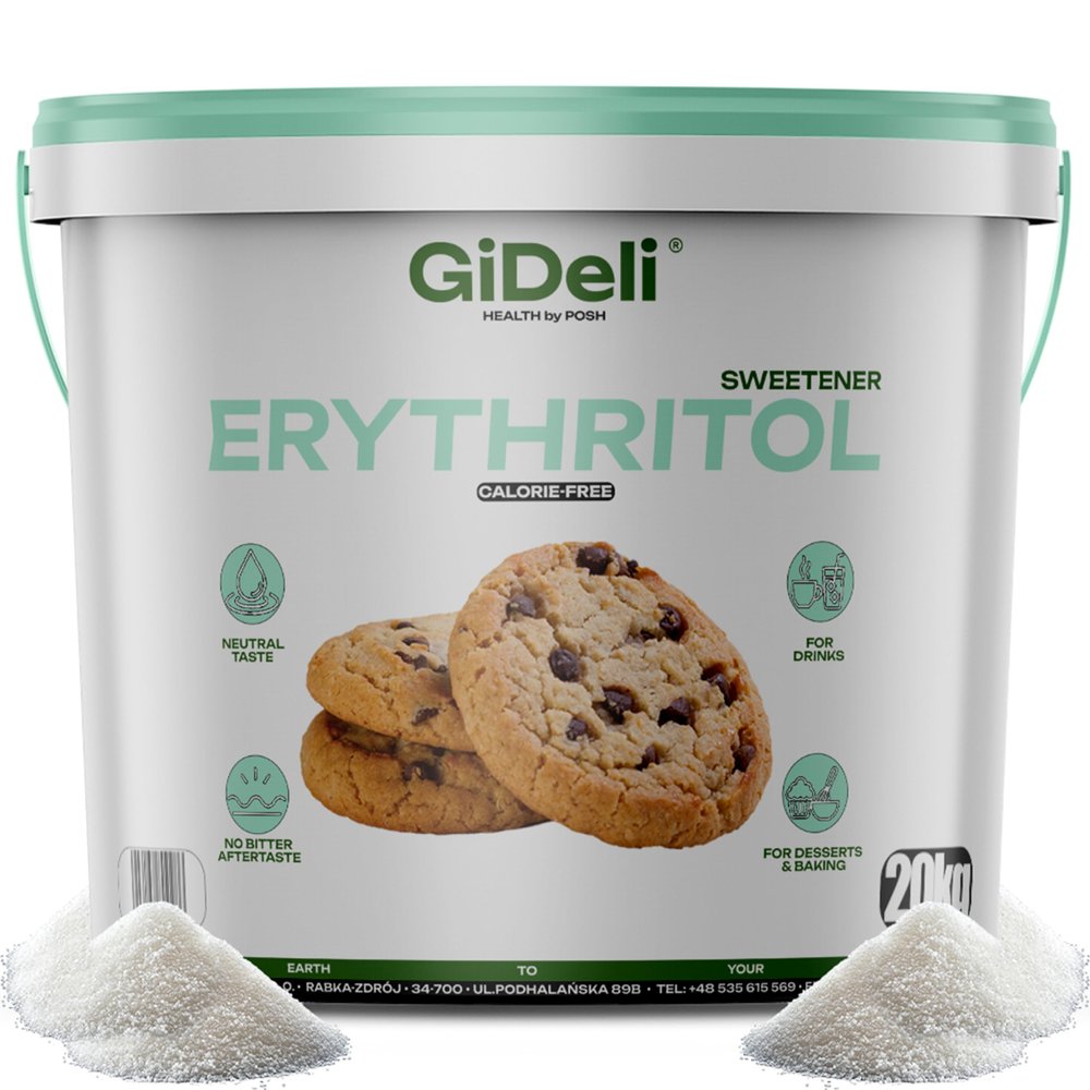 GiDeli Erythritol 20 kg Bucket – Vegan, Tooth-Friendly Sugar Alternative