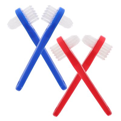 Portable Double-Sided Denture Brush with Double Head, 4-Piece PP