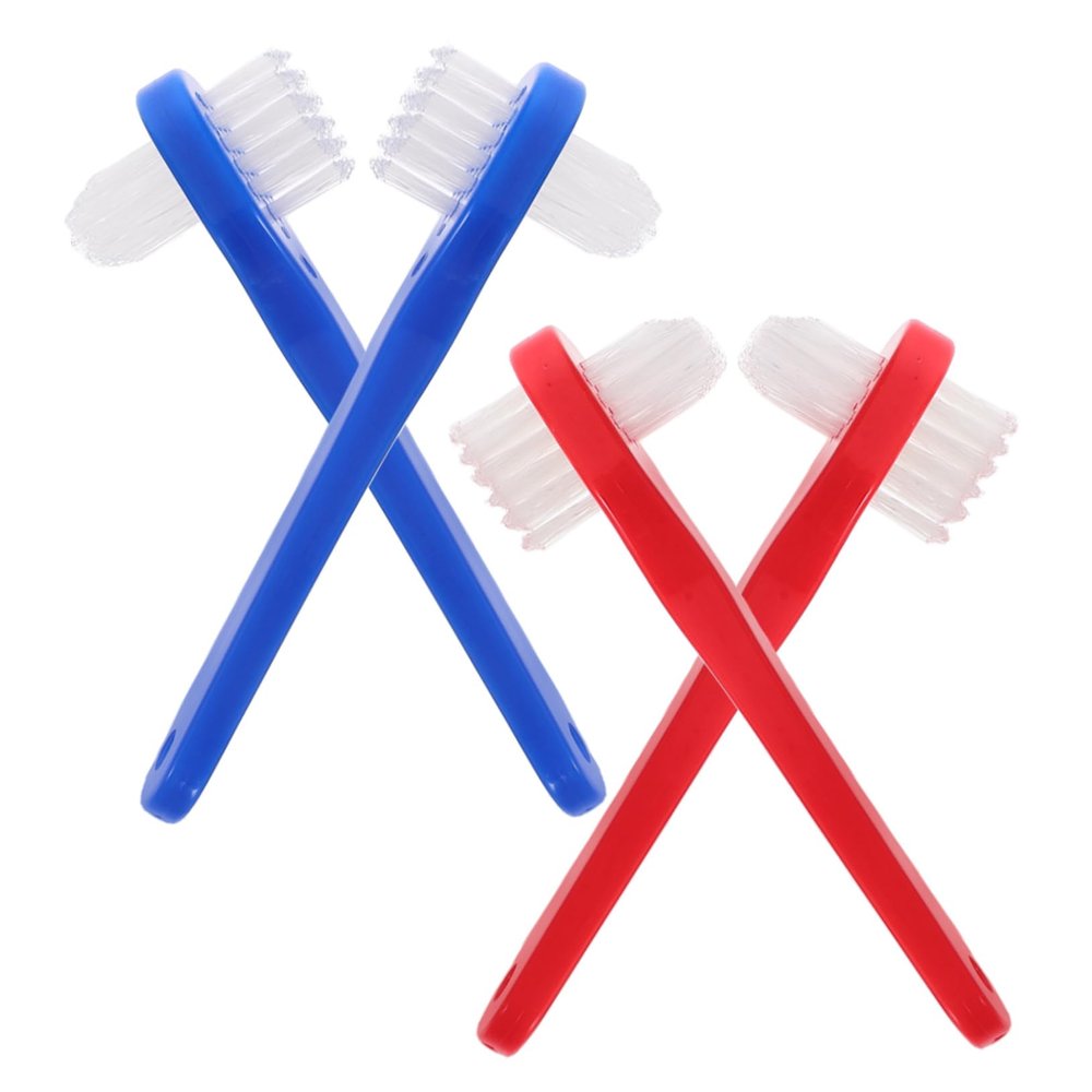 Portable Double-Sided Denture Brush with Double Head, 4-Piece PP