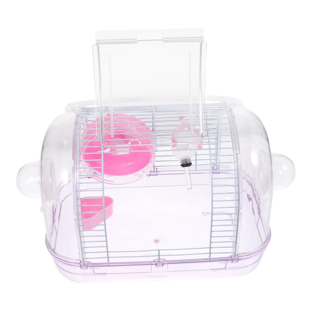 LOLIPPYY Plastic and Iron Transport Cage for Hamsters and Guinea Pigs, Comfortable and Safe Pink Pet Nest for Travel and Home