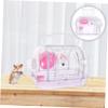 LOLIPPYY Plastic and Iron Transport Cage for Hamsters and Guinea Pigs, Comfortable and Safe Pink Pet Nest for Travel and Home view 4