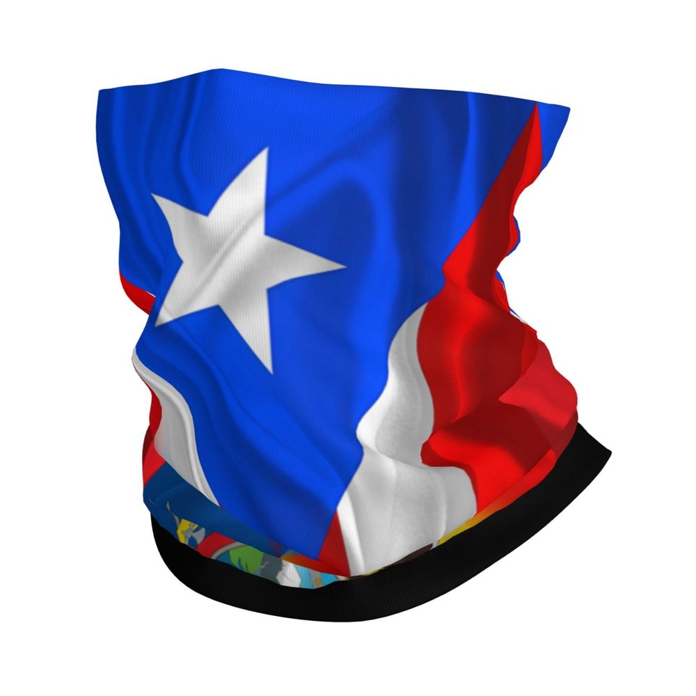 Puerto Rico and Ecuador Flag Neck Gaiter, Comfortable Bandana for Motorcycle Riding and Cycling, Adults, 26 x 30 cm