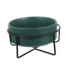 Ceramic Pet Food Bowl with Stand, Green, 1 Set view 1
